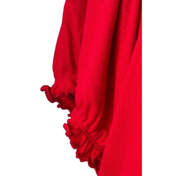 Frankee & Skylaar Short Sleeve Red White Ribbon Romantic Cottage Core Top 3X NEW - Picture 3 of 8